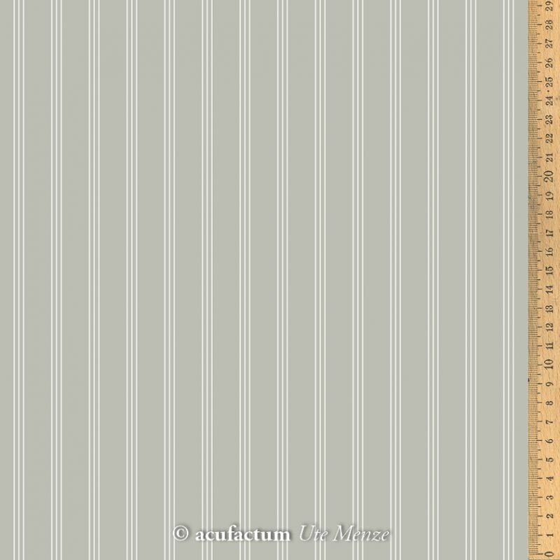 Light gray striped fabric, perfect for upholstery or crafts, featuring delicate white lines.