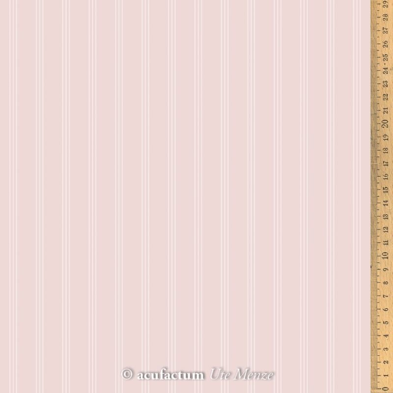 Light pink striped fabric with subtle white lines, perfect for elegant sewing projects.