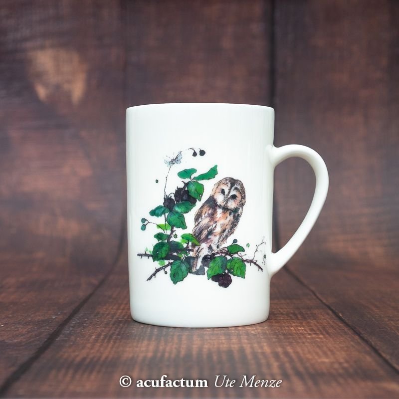 Acufactum Mug: Owl on Blackberry Branch