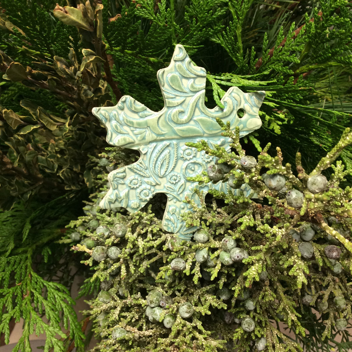 Handmade Ceramic Snowflake Ornaments