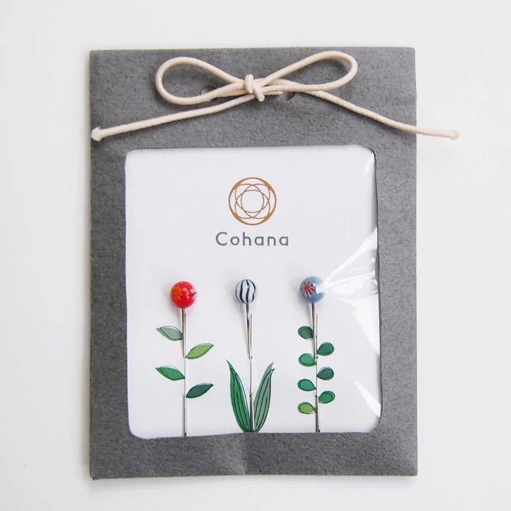 Glass Head Flower Pins by Cohana