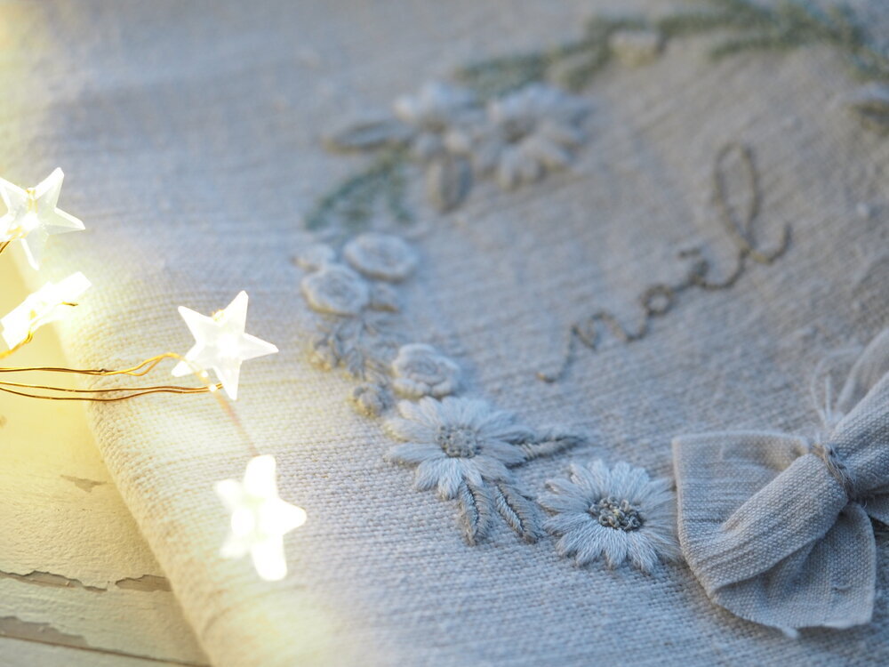 The Stitchery Embroidery Kit: Christmas Wreath White