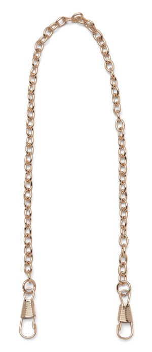 Gold metal chain accessory with clasp ends, perfect for bags or eyewear.