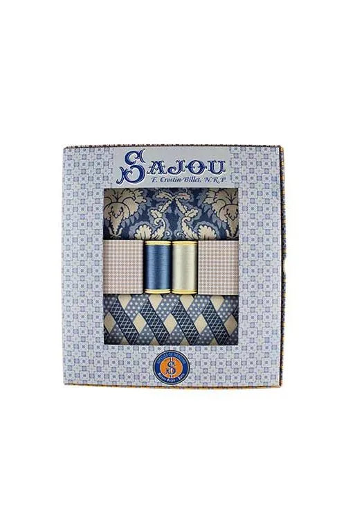 Sajou Gift Box: Damas Blue (2 fabrics with thread)