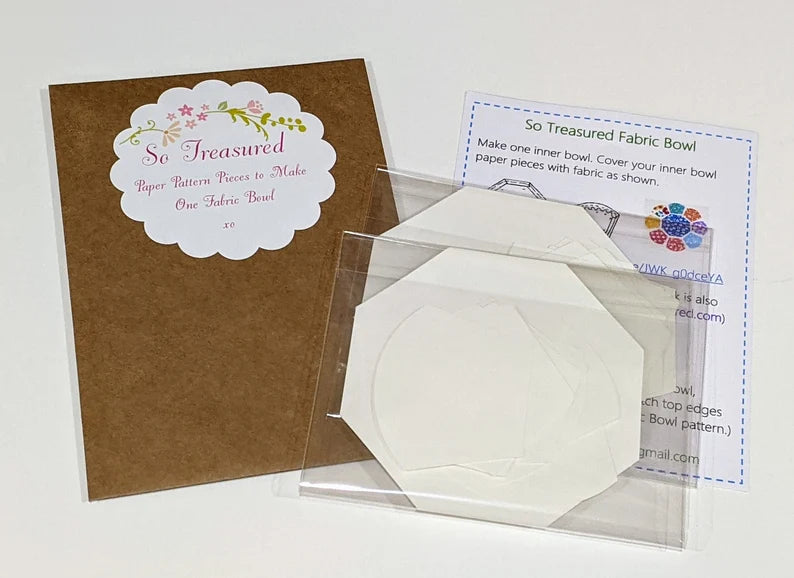 So Treasured Pretty Little Fabric Bowl Paper pattern WITH pre-cut papers